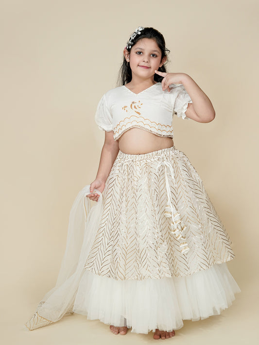 White lehenga choli outfit for kids girls – Chanda Mama