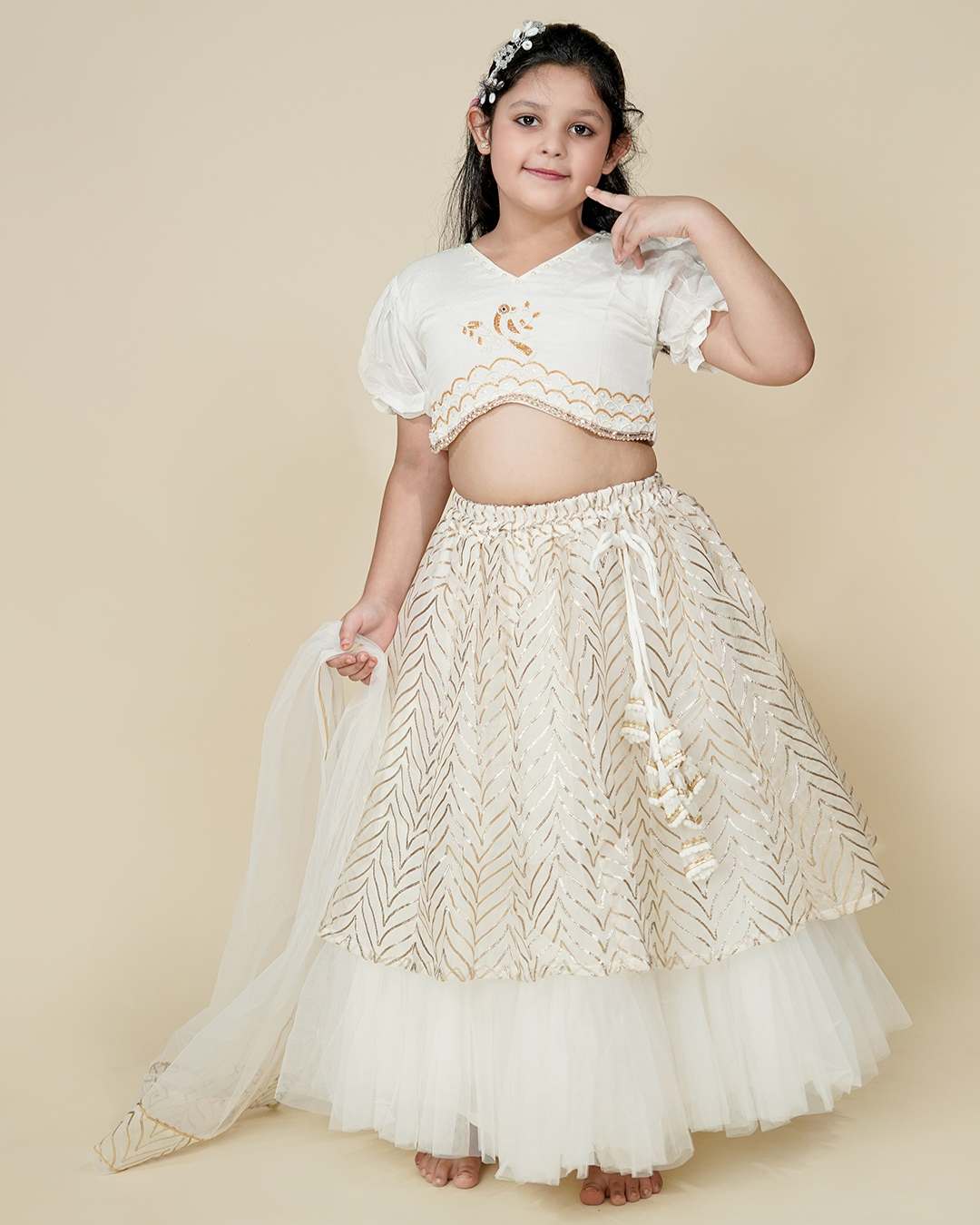 Designer White Lehenga For Girls