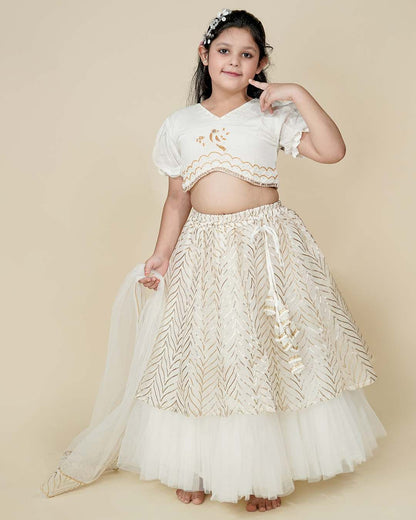 Designer White Lehenga For Girls